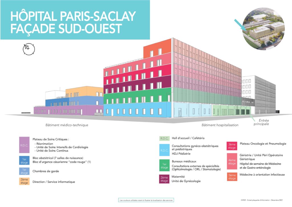 Hôpital Paris-Saclay - Façade sud-ouest